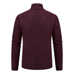 Men's Textured Full Zip Cardigan with Ribbed Collar and Pockets