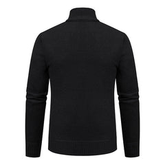 Men's Textured Full Zip Cardigan with Ribbed Collar and Pockets