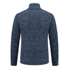 Men's Textured Full Zip Cardigan with Ribbed Collar and Pockets