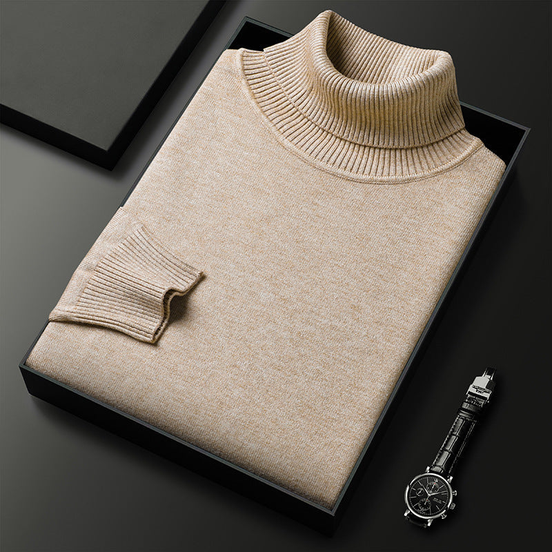 Men's Turtleneck Jumper with Ribbed Cuffs and Regular Fit