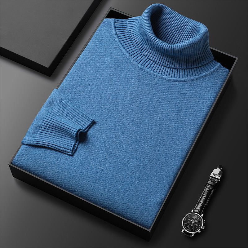 Men's Turtleneck Jumper with Ribbed Cuffs and Regular Fit