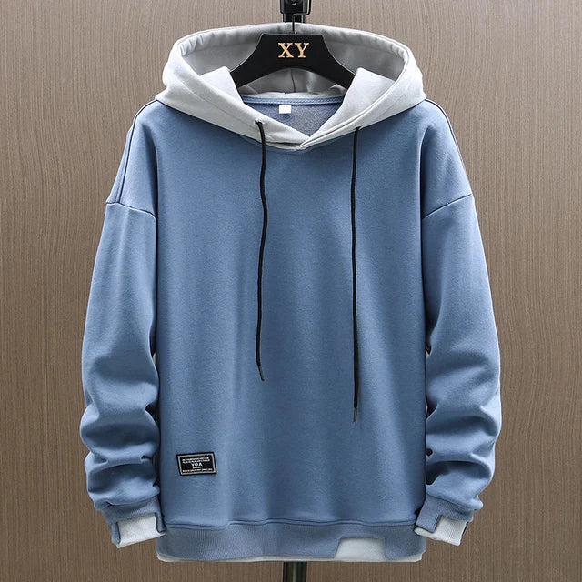 Men's Two-Tone Pullover Hoodie with Relaxed Fit