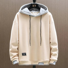 Men's Two-Tone Pullover Hoodie with Relaxed Fit