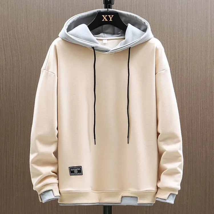 Men's Two-Tone Pullover Hoodie with Relaxed Fit