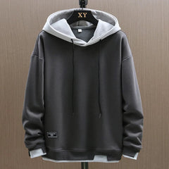 Men's Two-Tone Pullover Hoodie with Relaxed Fit