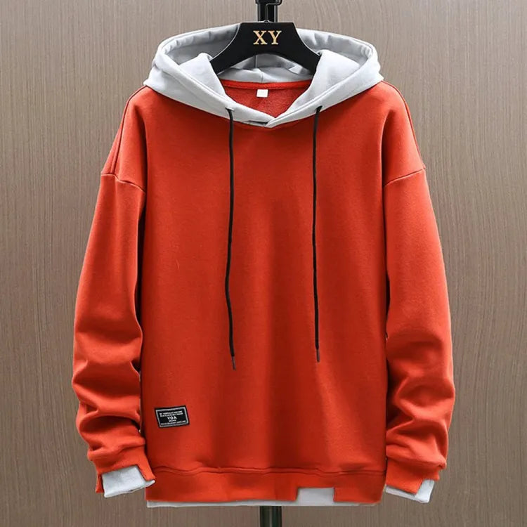 Men's Two-Tone Pullover Hoodie with Relaxed Fit