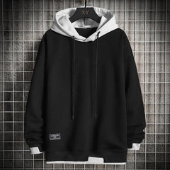 Men's Two-Tone Pullover Hoodie with Relaxed Fit