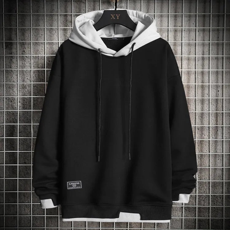 Men's Two-Tone Pullover Hoodie with Relaxed Fit