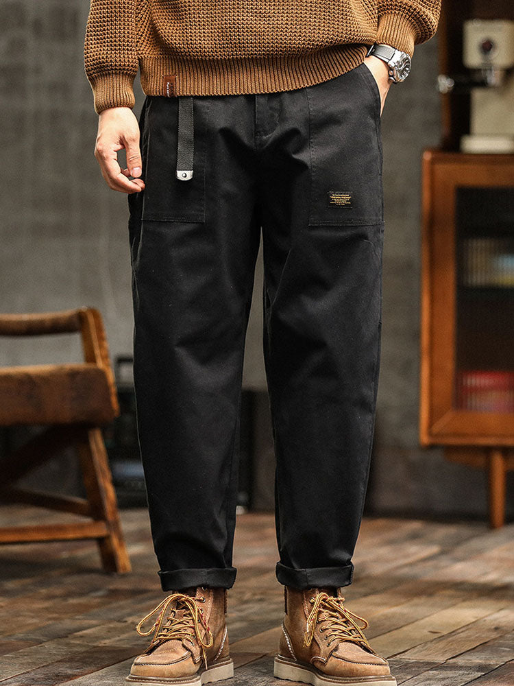 Men's Utility Trousers with Tapered Leg and Cargo Pockets