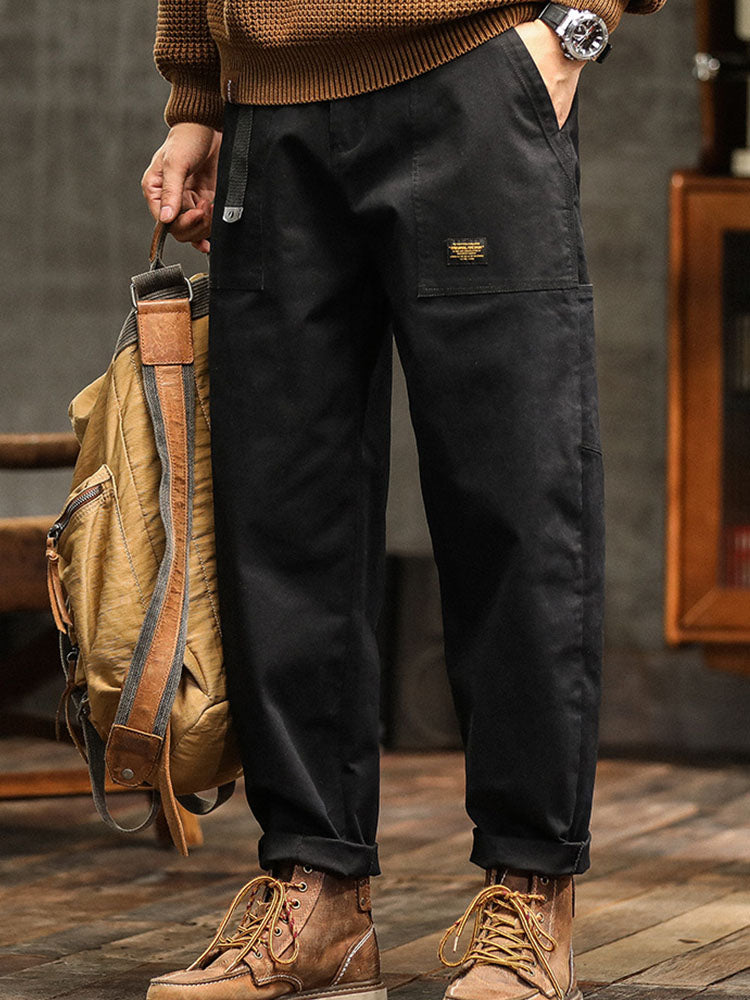 Men's Utility Trousers with Tapered Leg and Cargo Pockets