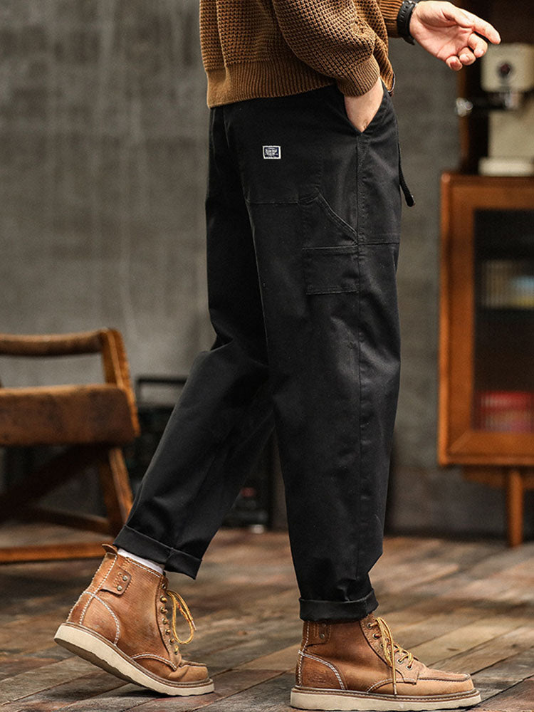Men's Utility Trousers with Tapered Leg and Cargo Pockets
