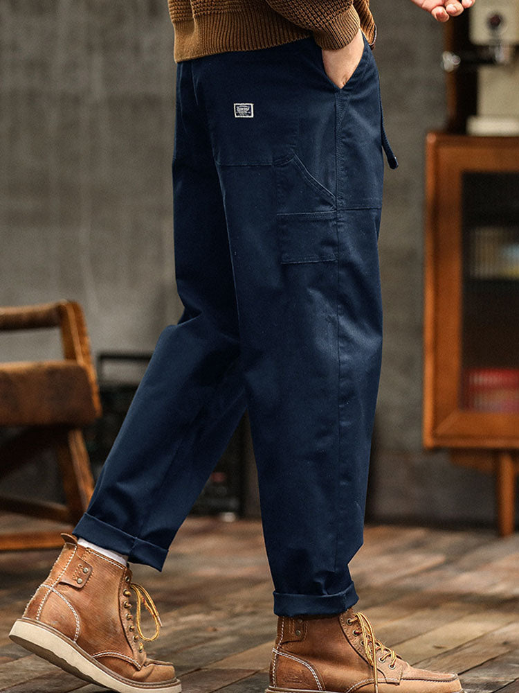 Men's Utility Trousers with Tapered Leg and Cargo Pockets