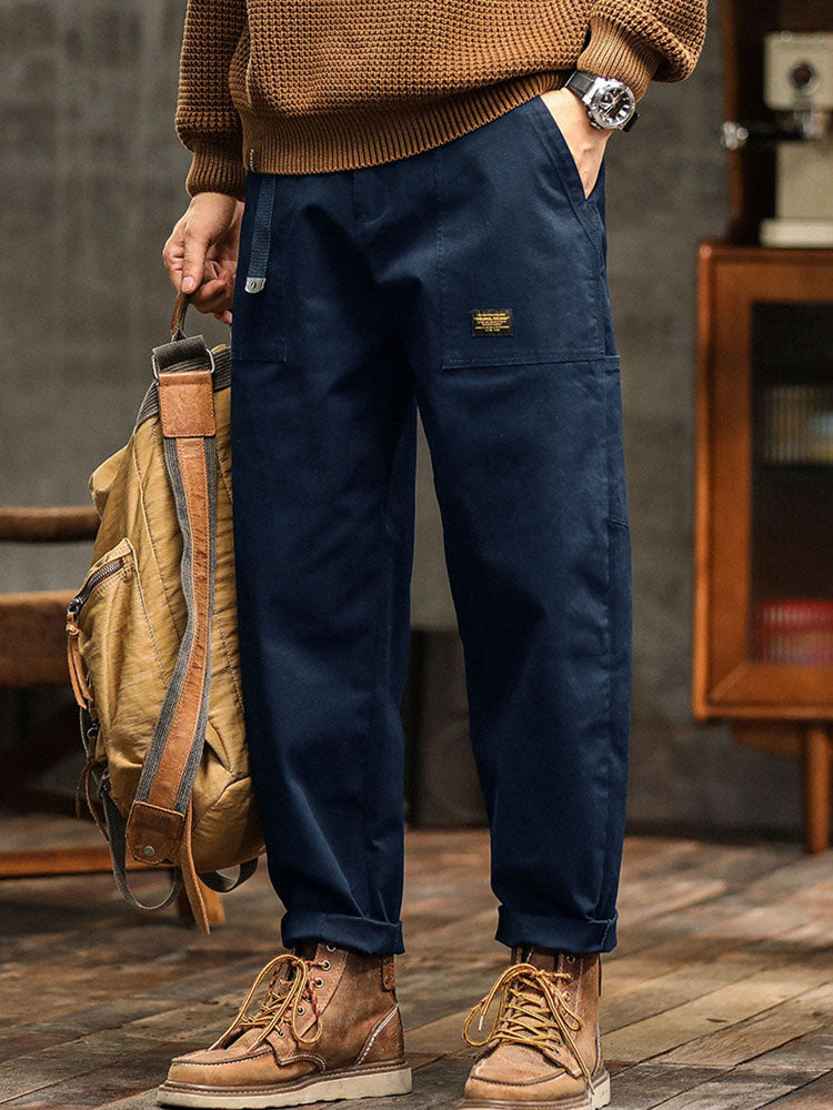 Men's Utility Trousers with Tapered Leg and Cargo Pockets