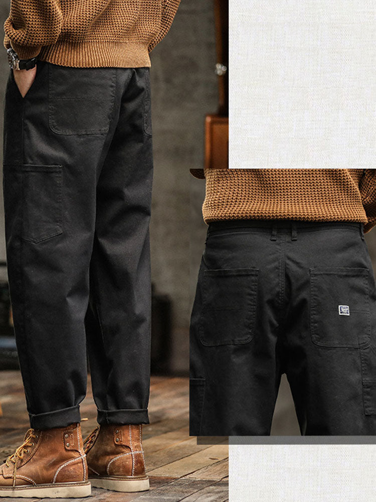 Men's Utility Trousers with Tapered Leg and Cargo Pockets