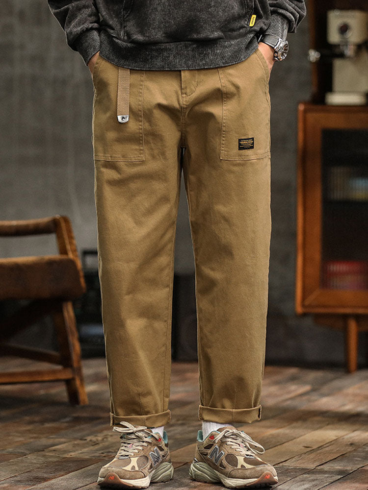 Men's Utility Trousers with Tapered Leg and Cargo Pockets