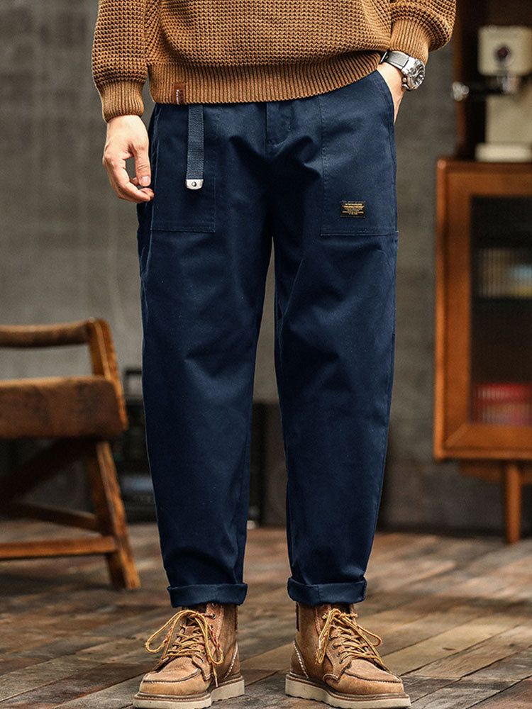 Men's Utility Trousers with Tapered Leg and Cargo Pockets