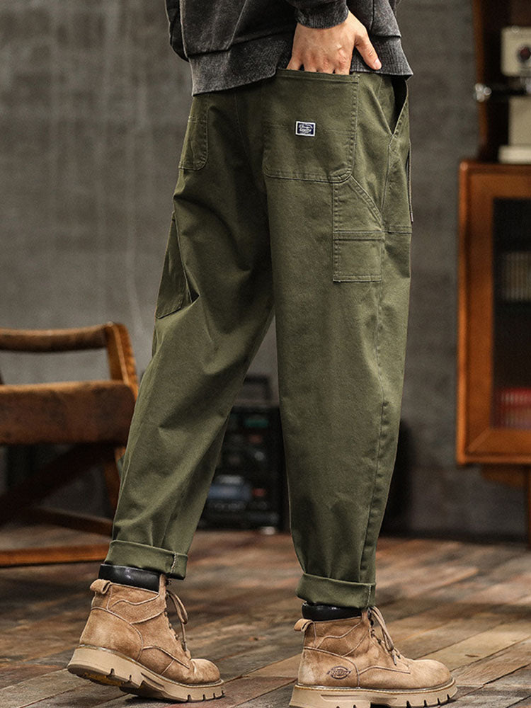 Men's Utility Trousers with Tapered Leg and Cargo Pockets