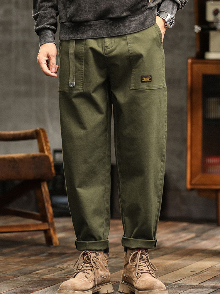 Men's Utility Trousers with Tapered Leg and Cargo Pockets