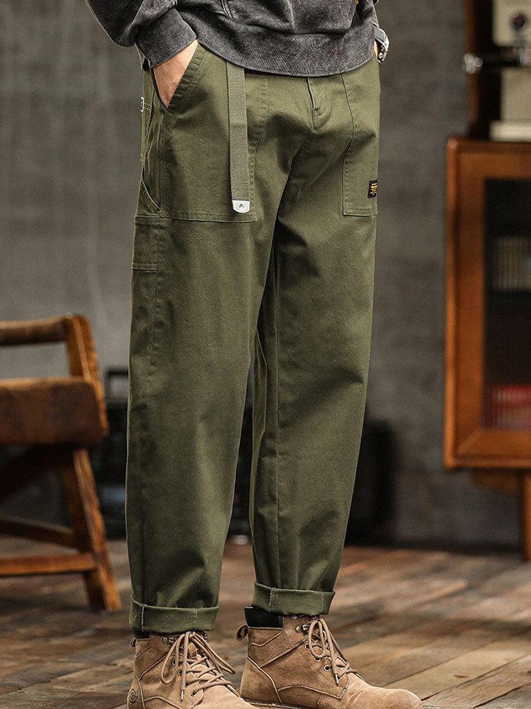 Men's Utility Trousers with Tapered Leg and Cargo Pockets