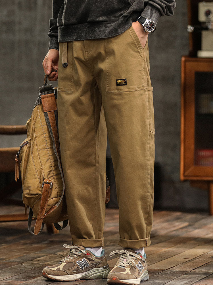 Men's Utility Trousers with Tapered Leg and Cargo Pockets
