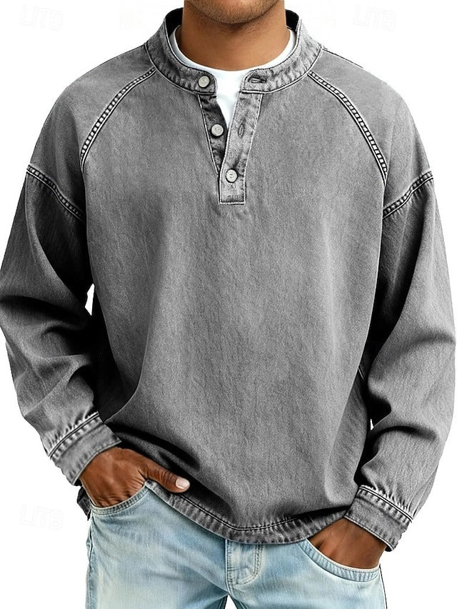 Men's Vintage Inspired Long Sleeve Jumper with Relaxed Fit
