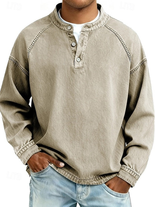 Men's Vintage Inspired Long Sleeve Jumper with Relaxed Fit