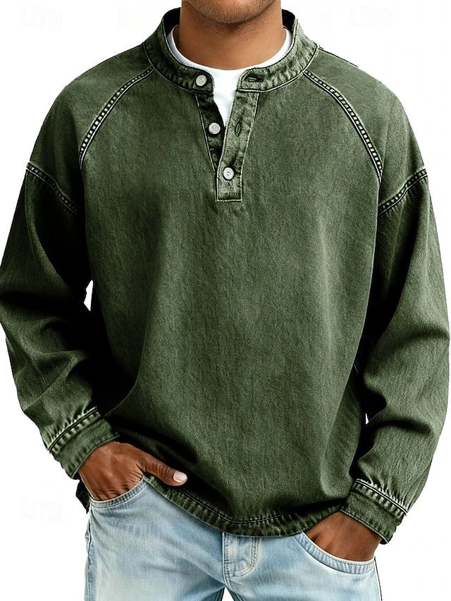 Men's Vintage Inspired Long Sleeve Jumper with Relaxed Fit