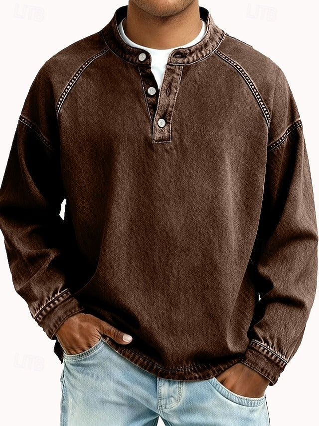 Men's Vintage Inspired Long Sleeve Jumper with Relaxed Fit
