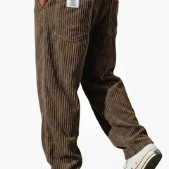 Men's Vintage Style Relaxed Trousers with Drawstring Waist