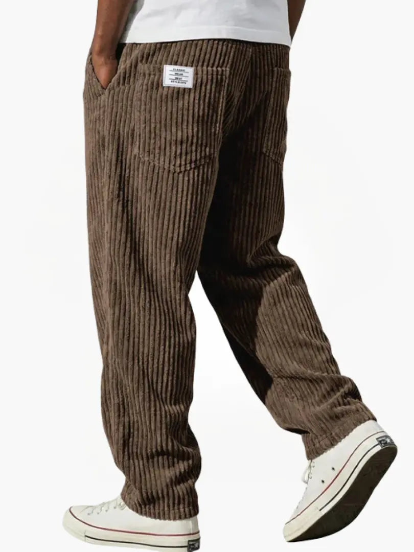 Men's Vintage Style Relaxed Trousers with Drawstring Waist