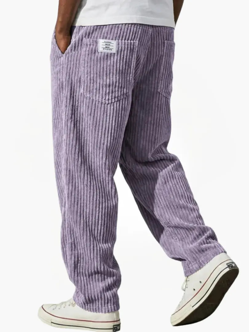 Men's Vintage Style Relaxed Trousers with Drawstring Waist