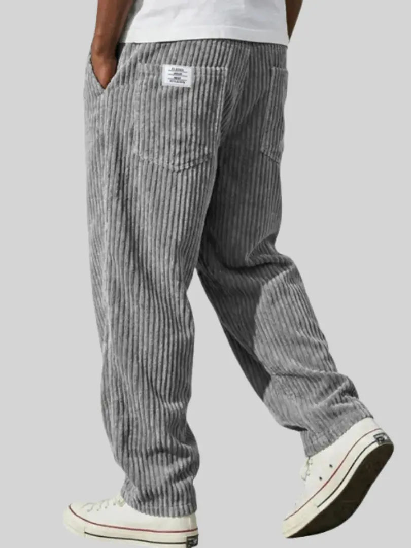 Men's Vintage Style Relaxed Trousers with Drawstring Waist