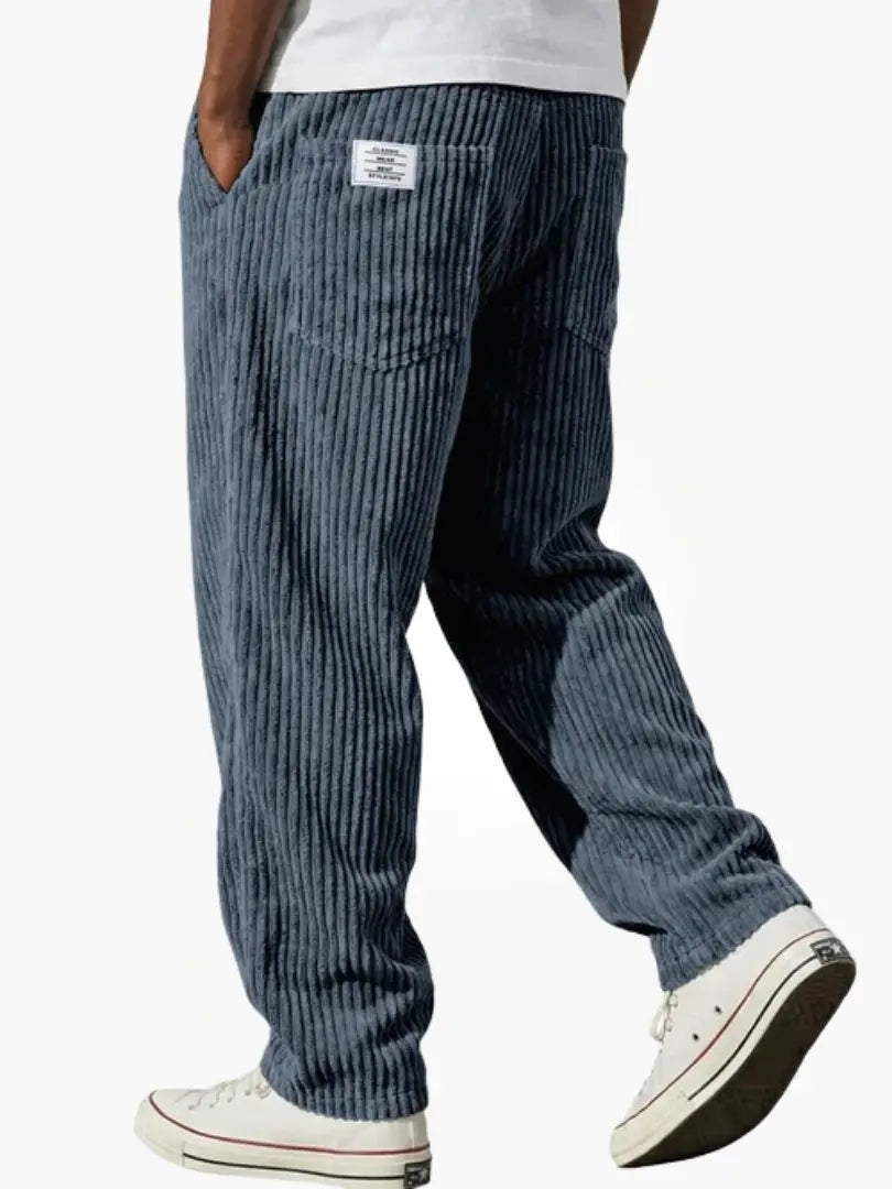 Men's Vintage Style Relaxed Trousers with Drawstring Waist