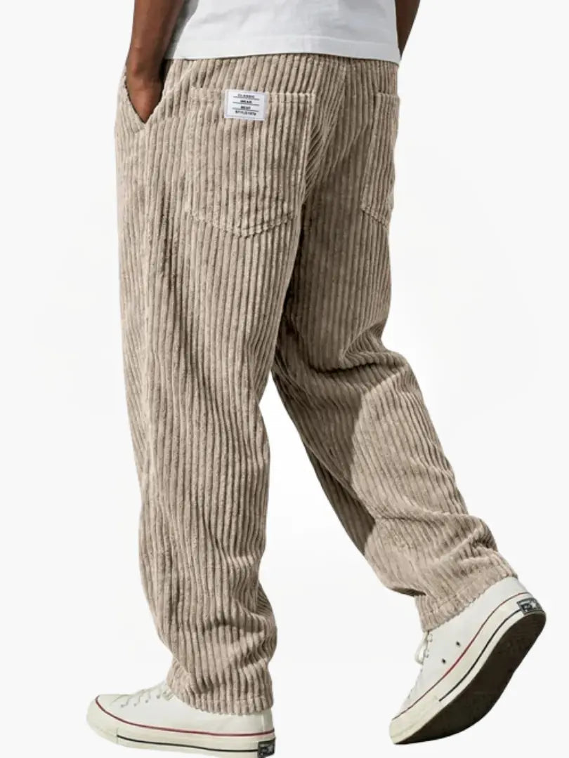 Men's Vintage Style Relaxed Trousers with Drawstring Waist