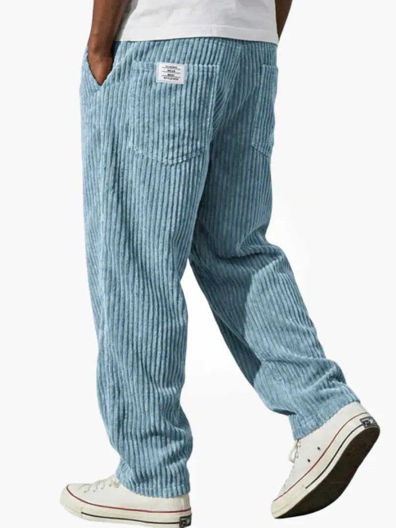 Men's Vintage Style Relaxed Trousers with Drawstring Waist