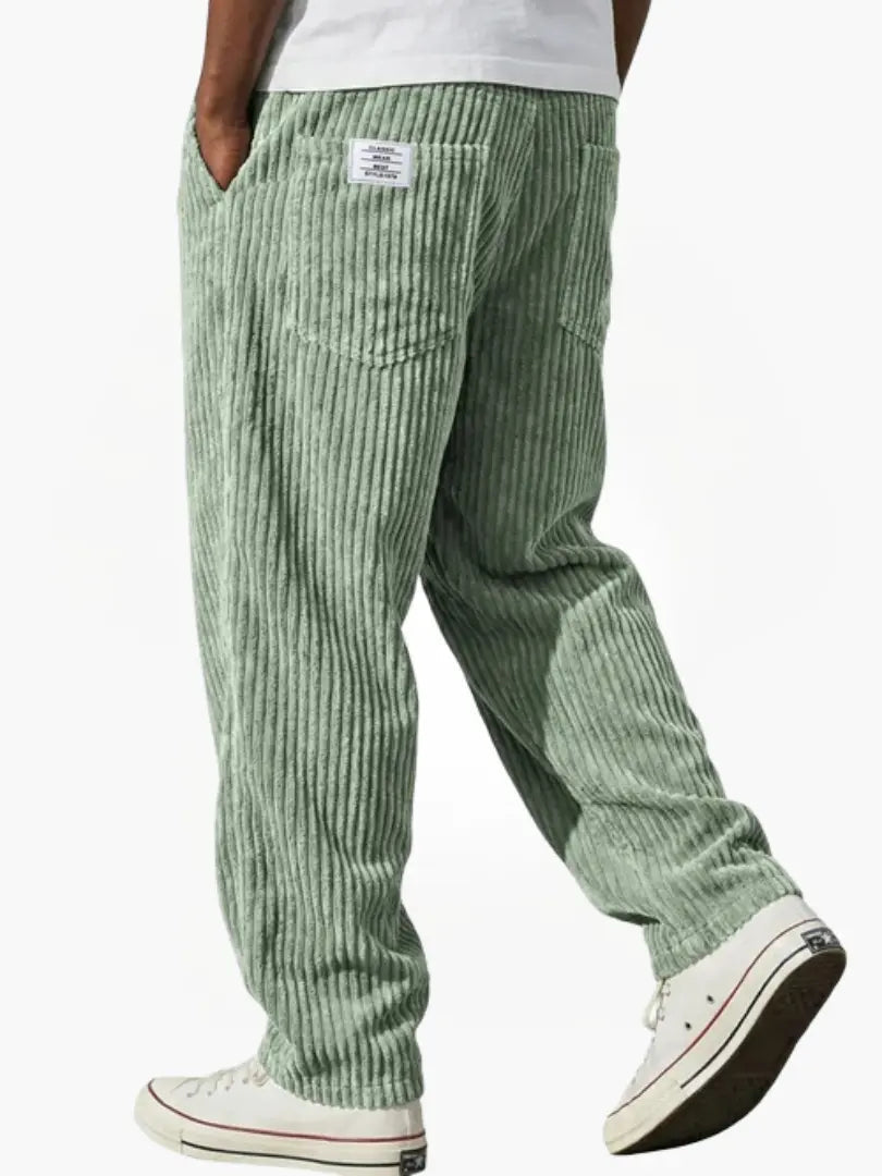 Men's Vintage Style Relaxed Trousers with Drawstring Waist