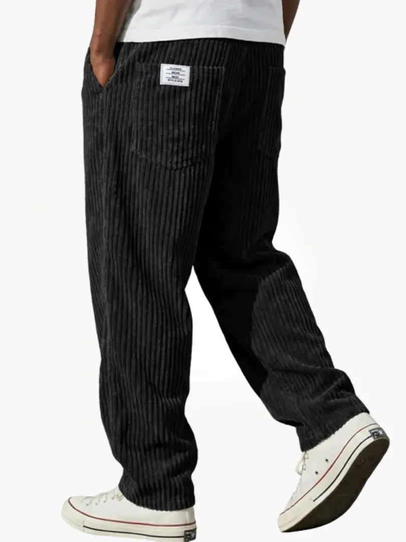 Men's Vintage Style Relaxed Trousers with Drawstring Waist