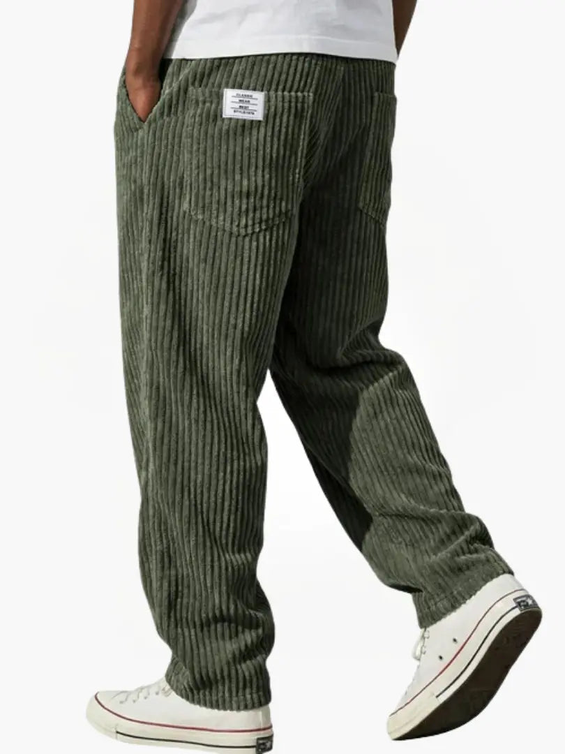 Men's Vintage Style Relaxed Trousers with Drawstring Waist
