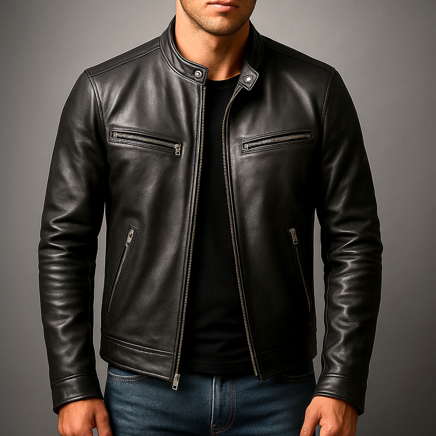 Men's Vintage Style Zip Jacket with Four Pocket Design