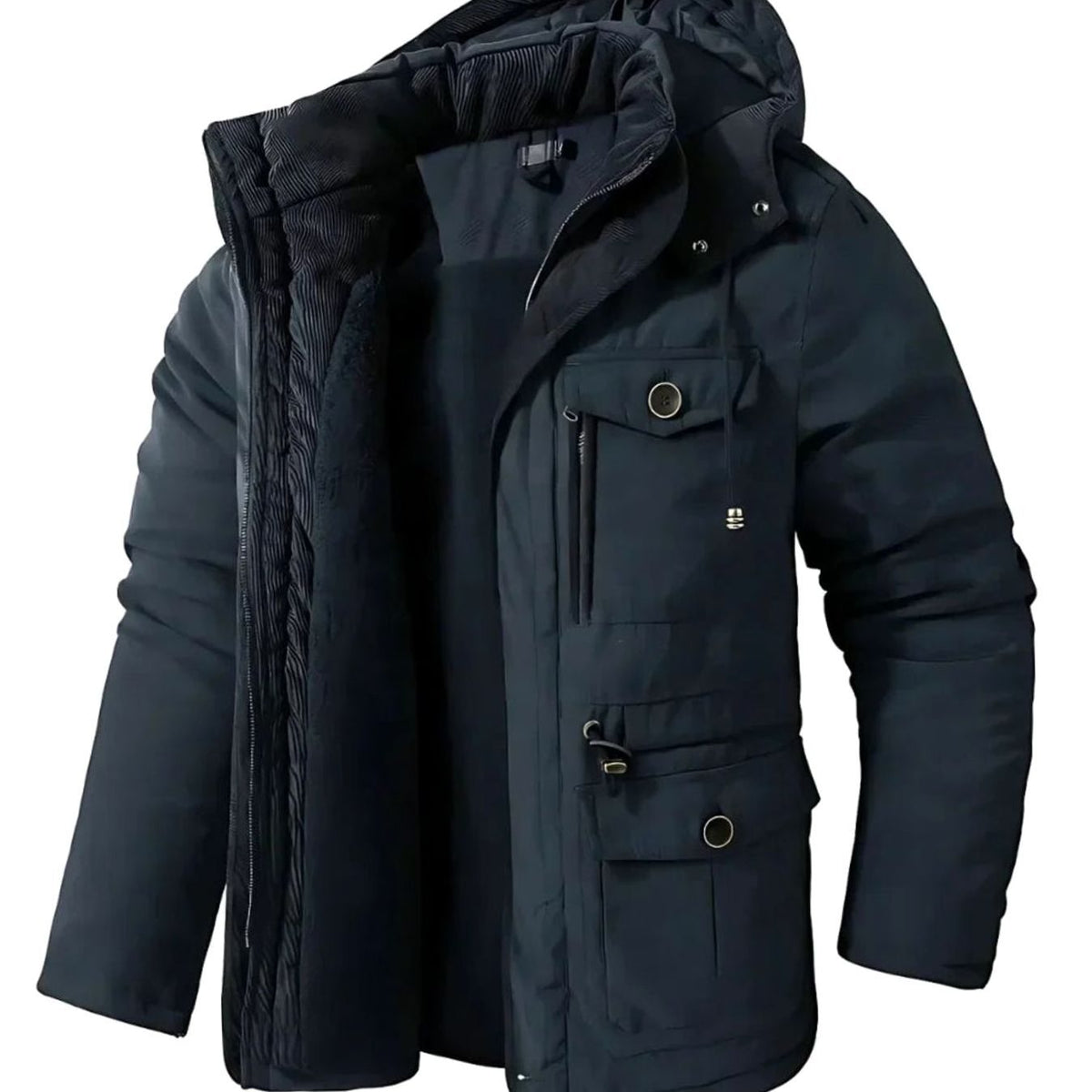 Men's Waterproof Windproof Winter Jacket with Detachable Hood