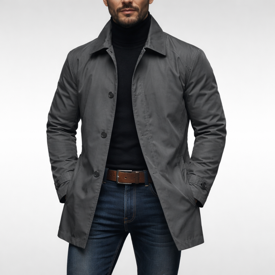 Men's Weather-Resistant Overcoat with Relaxed Fit