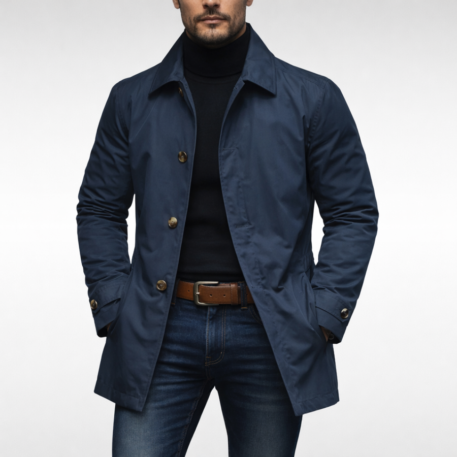 Men's Weather-Resistant Overcoat with Relaxed Fit