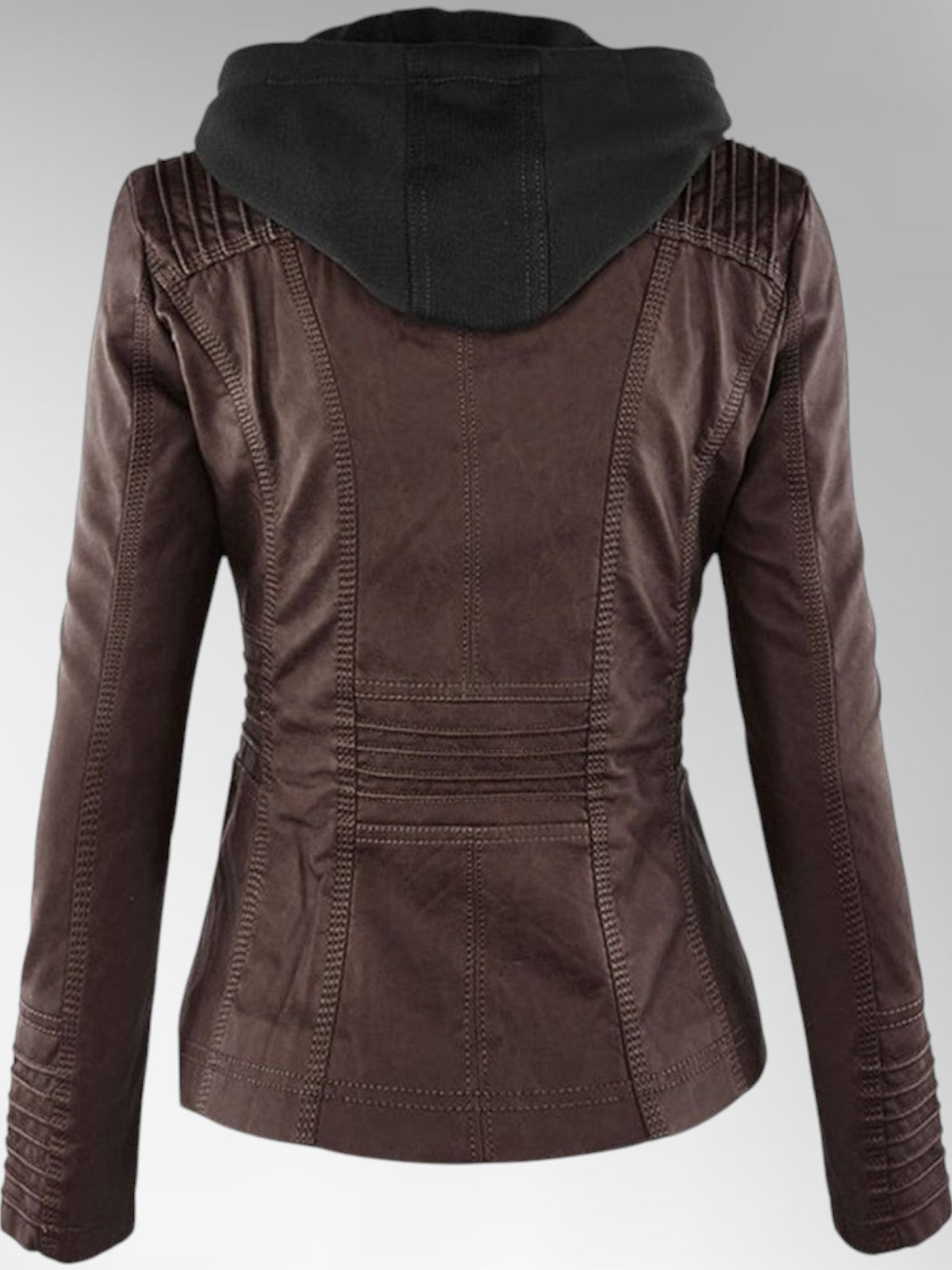 Women's Versatile Hooded Faux Leather Jacket