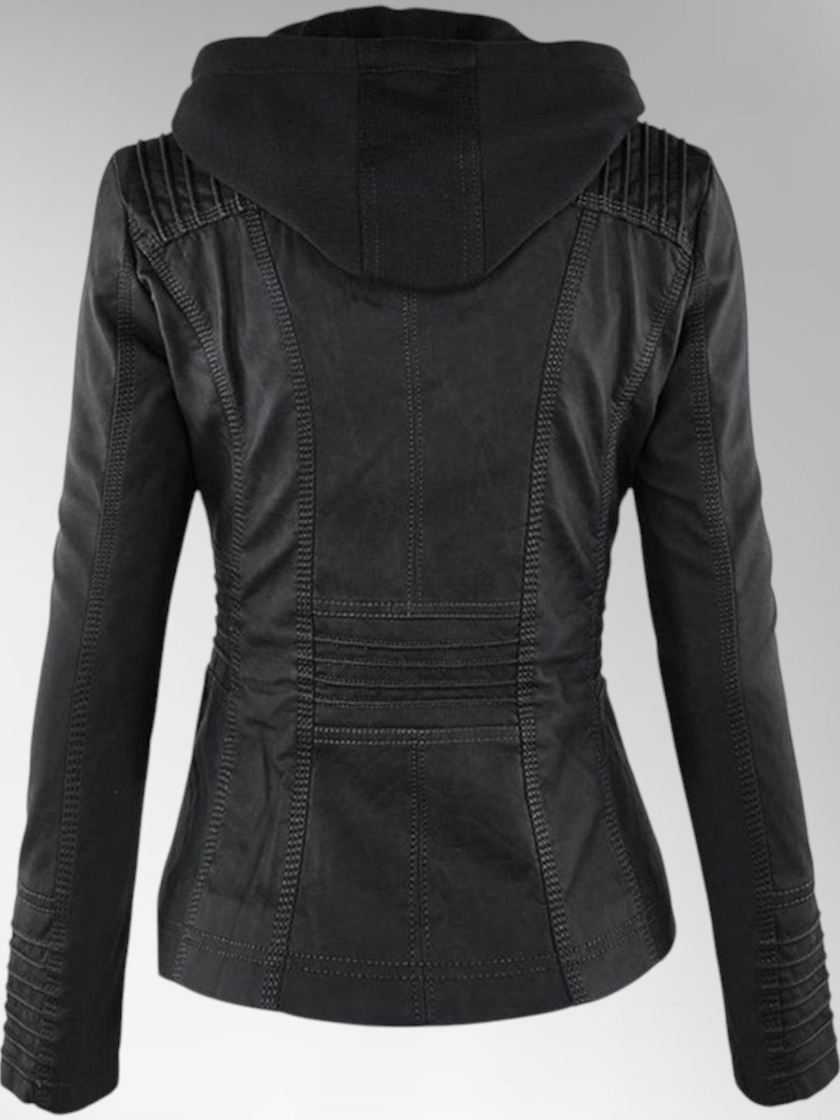 Women's Versatile Hooded Faux Leather Jacket