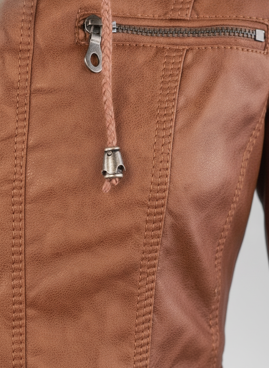 Women's Versatile Hooded Faux Leather Jacket