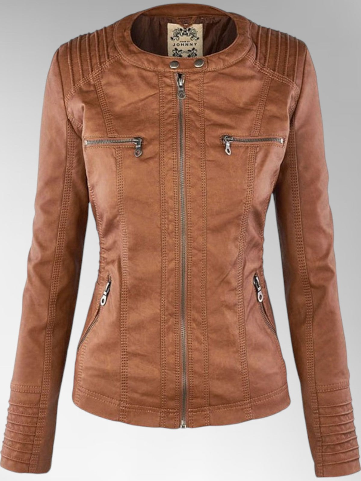 Women's Versatile Hooded Faux Leather Jacket