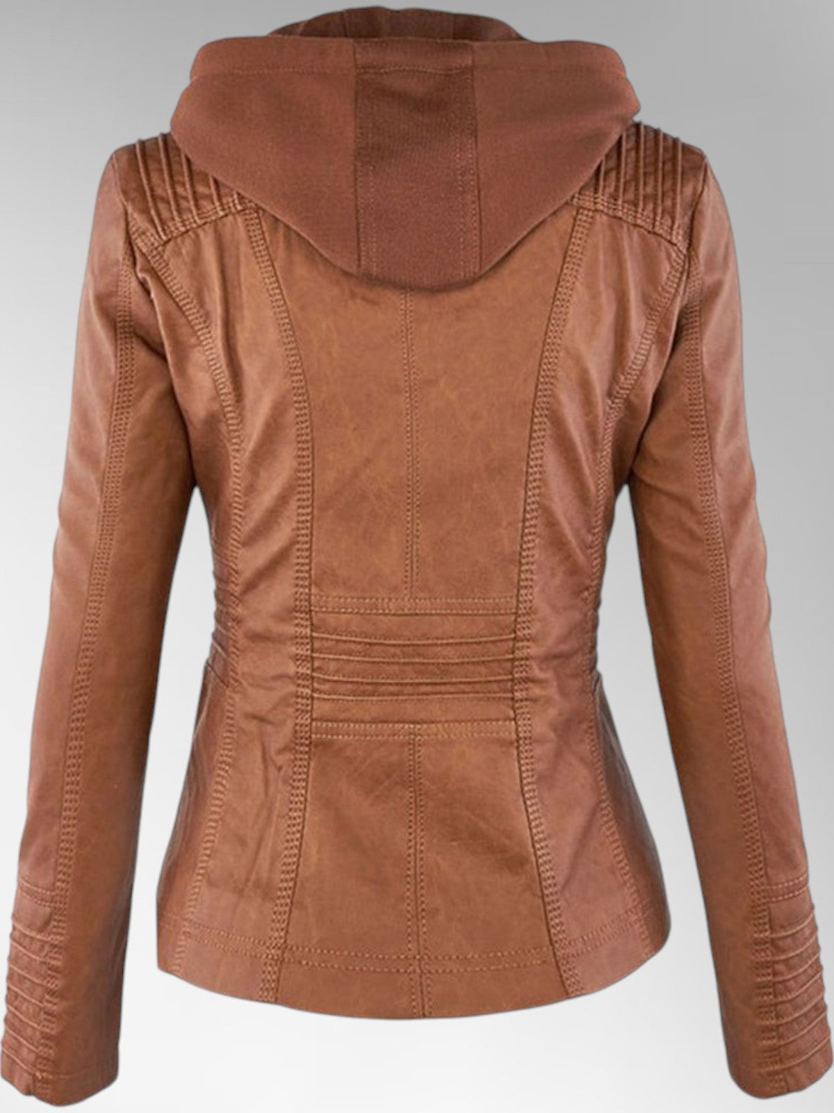 Women's Versatile Hooded Faux Leather Jacket
