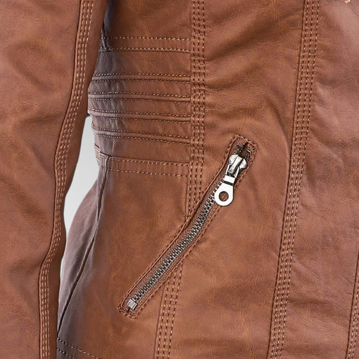 Women's Versatile Hooded Faux Leather Jacket