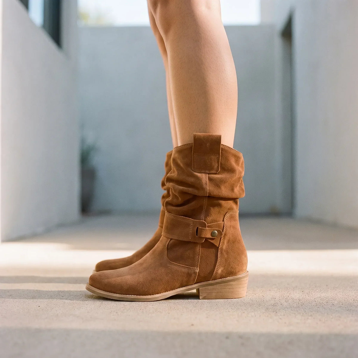 Comfortable Mid-Calf Slouch Boots