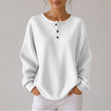 Waffle Knit Henley Sweatshirt